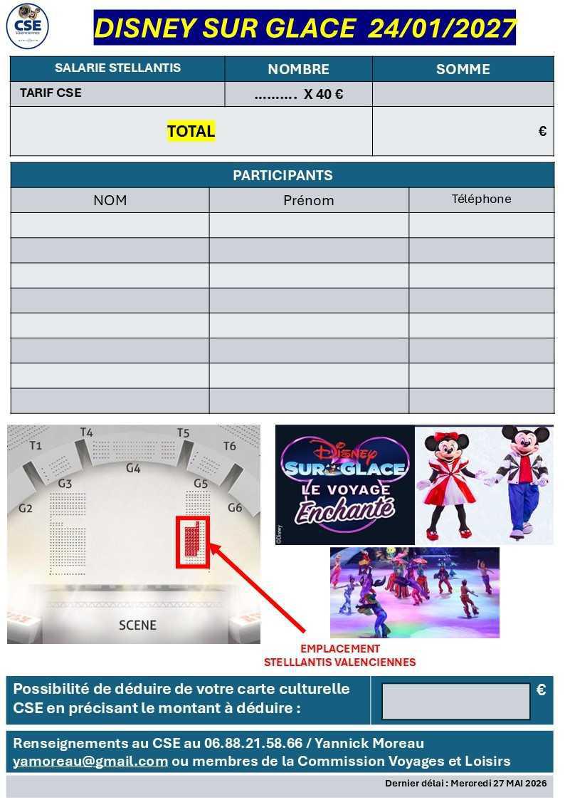 Disney sur glace le dimanche 24 janvier 2027