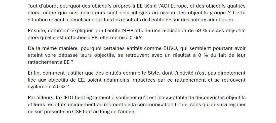 Déclaration : Résultats des entités et impact sur la SAIP