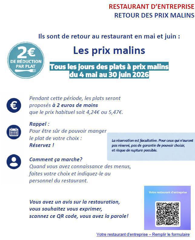 Info Resto : -2€ pour mai & juin