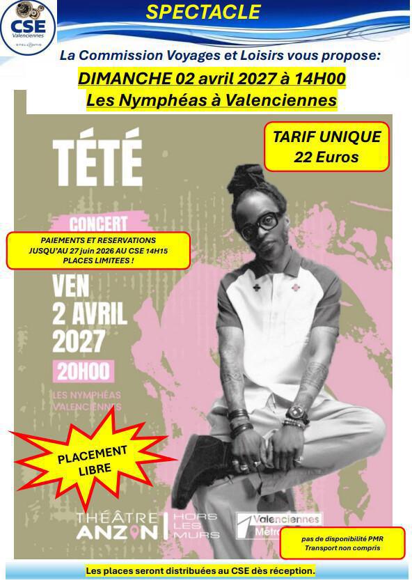 Concert de TETE le 02 avril 2027
