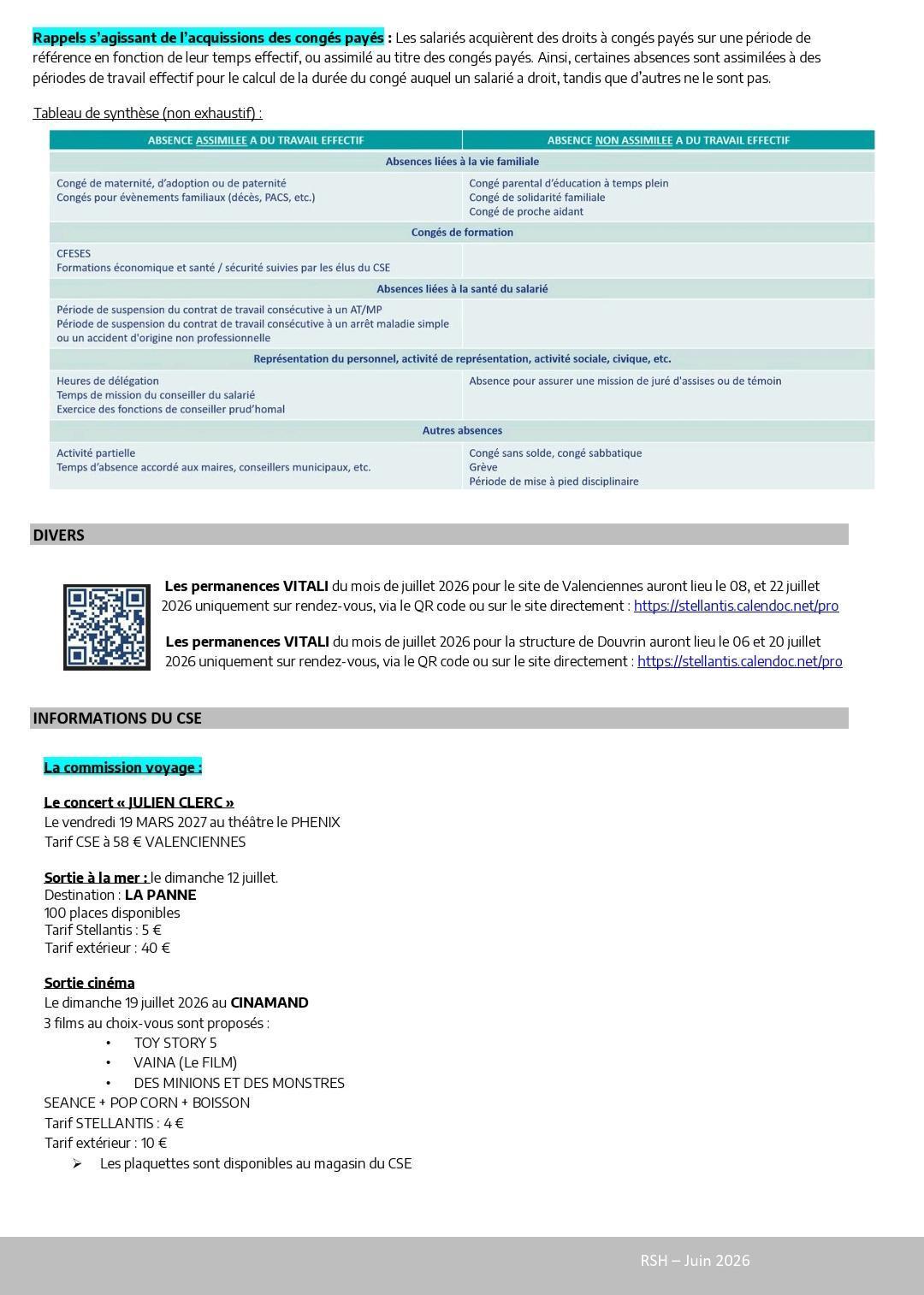 Compte rendu du CSE ordinaire du 28 juin 2026