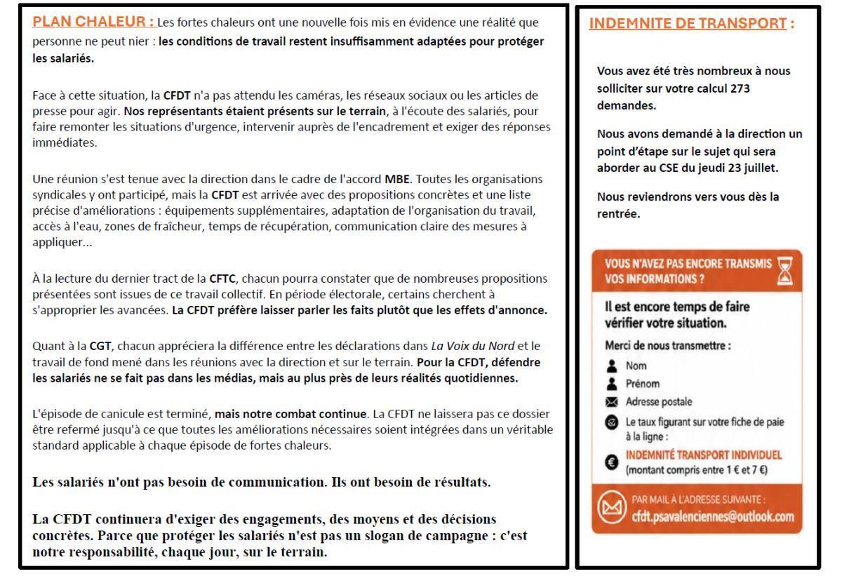 Tract : Congés séniors, plan chaleur ,indemnité transport, on fait le point!