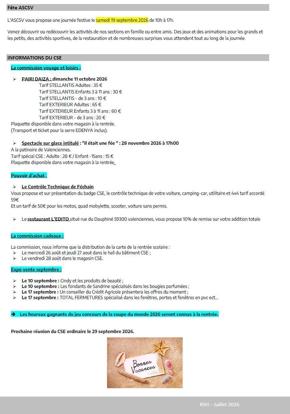 Compte rendu du CSE ordinaire du 23 juillet 2026