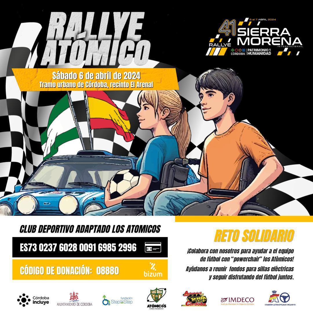 El Rallye Internacional Sierra Morena 2024 presenta el Rallye Atómico junto al equipo de Powerchair Fútbol
