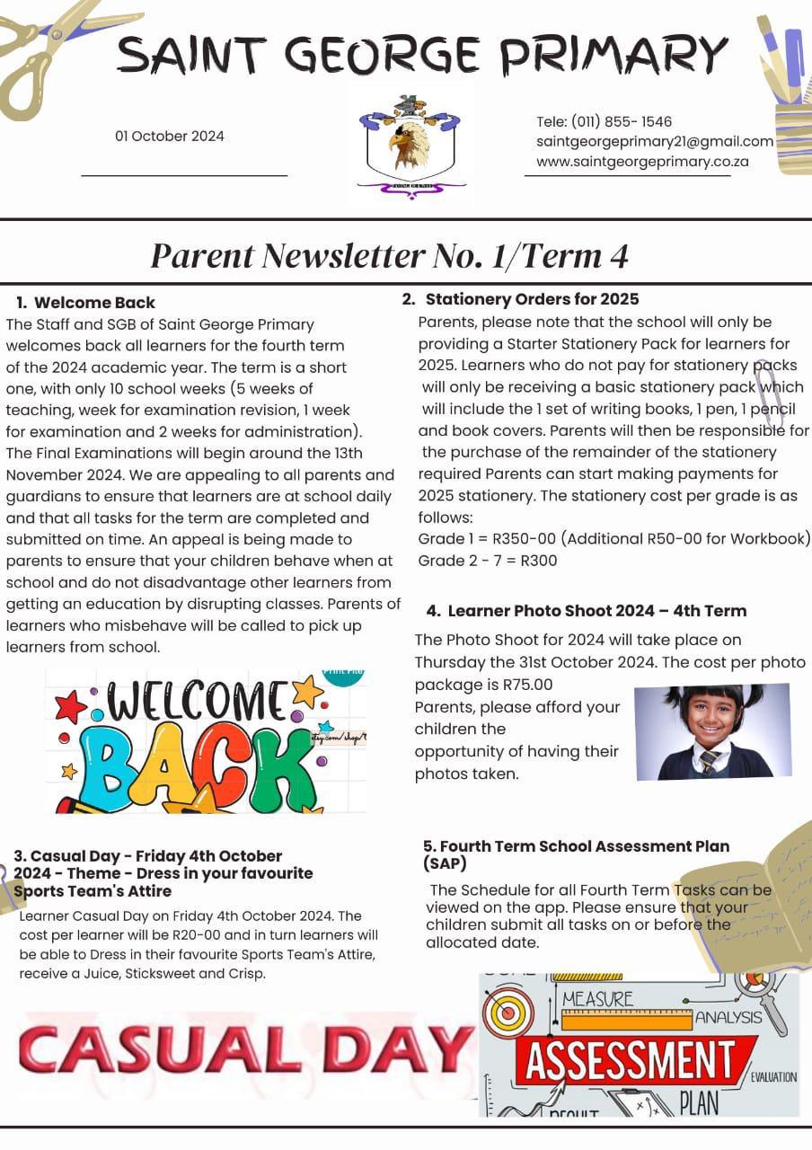 NEWSLETTER NO.1 / TERM 4