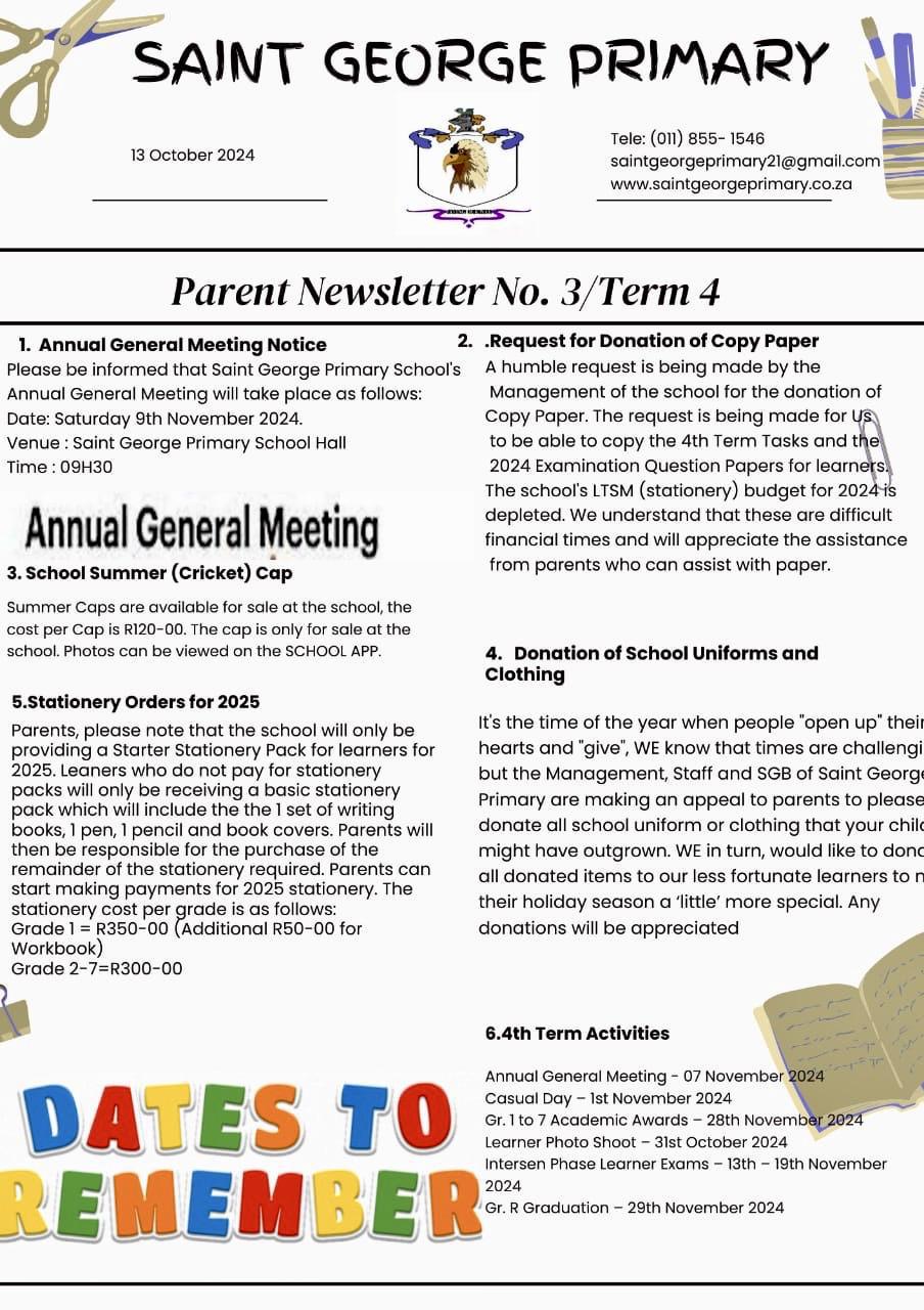 Newsletter no.3 / Term 4