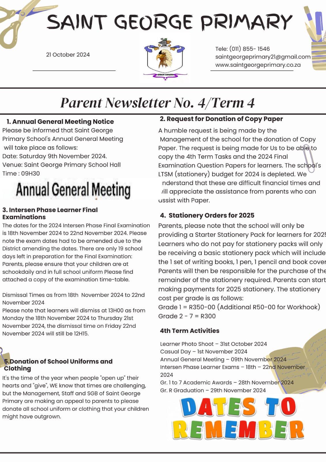 Newsletter No.4 / Term 4