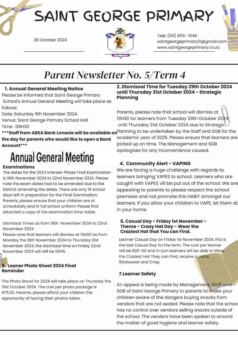 NEWSLETTER NO.5 / TERM 4