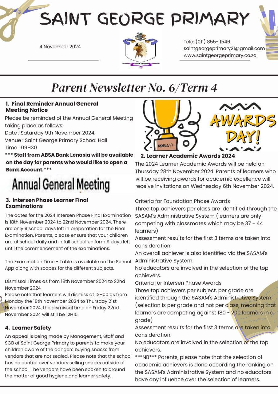 NEWSLETTER NO.6 / TERM 4