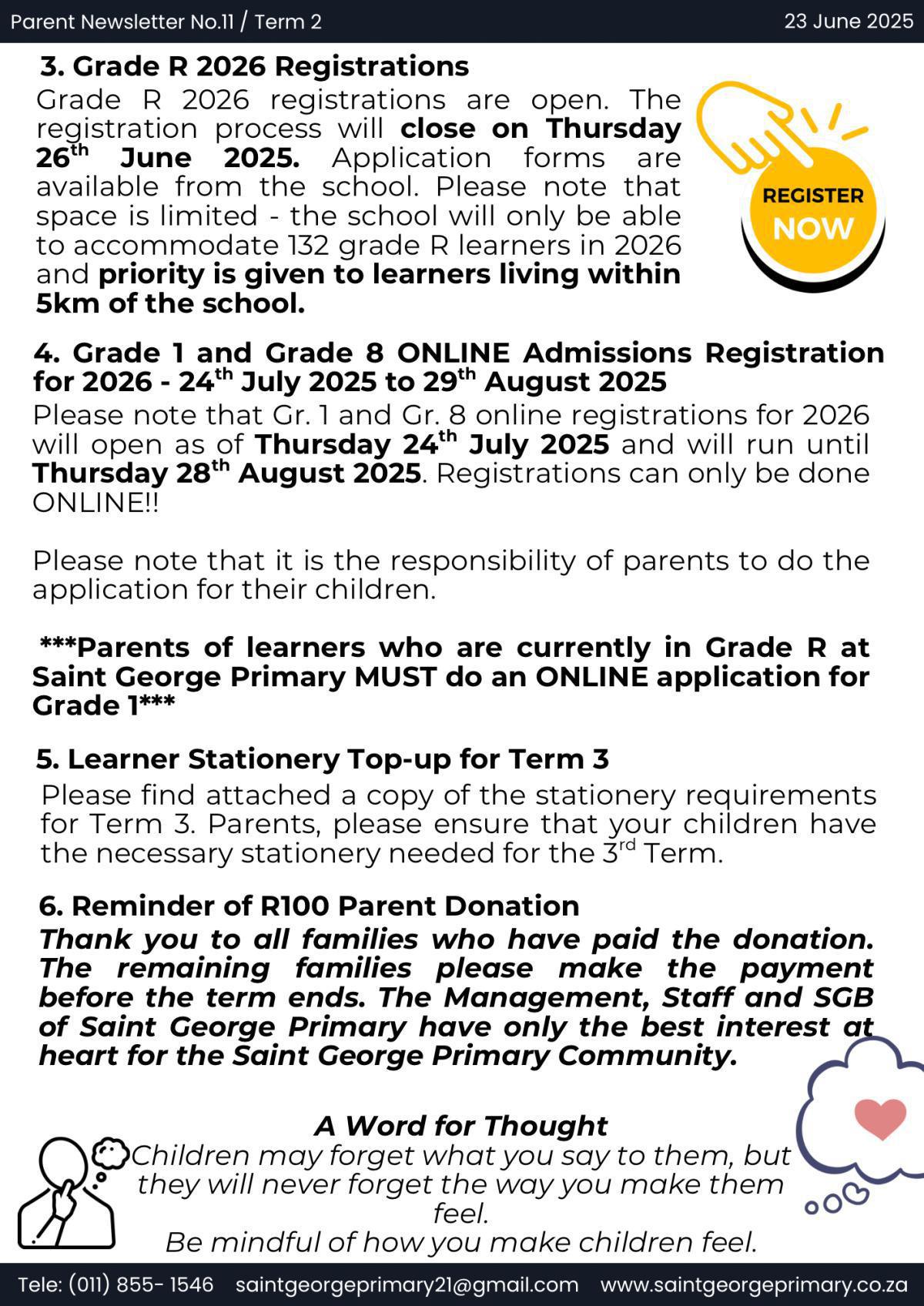 Newsletter No.11 / Term 2