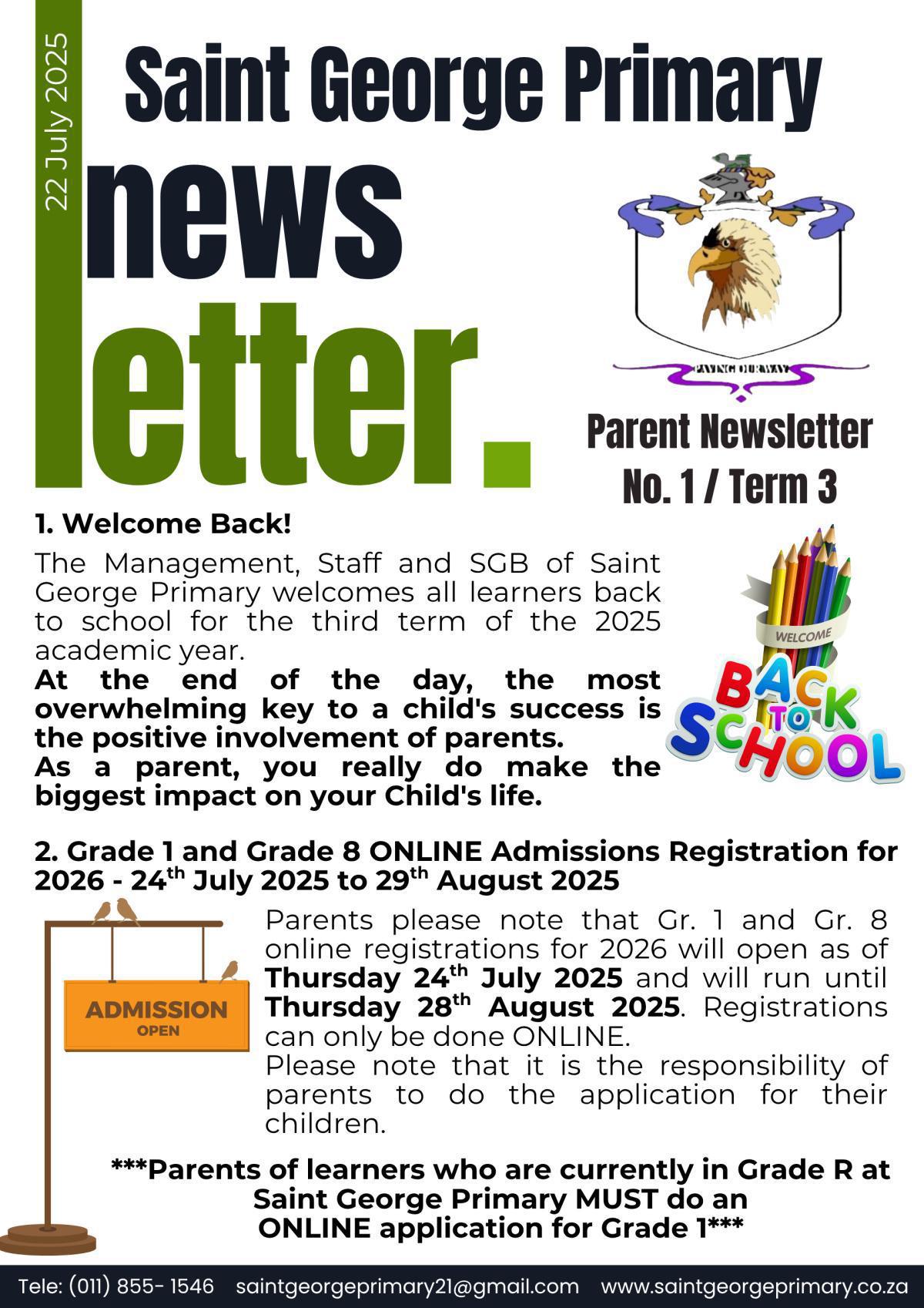 Newsletter No.1 / Term 3