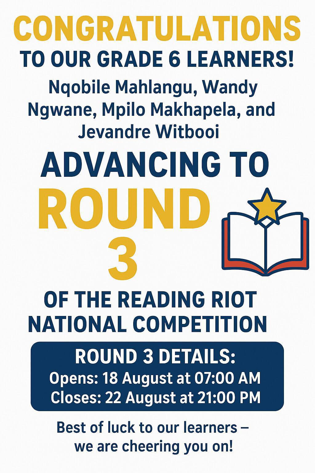 Congratulations Grade 6 Readers!
