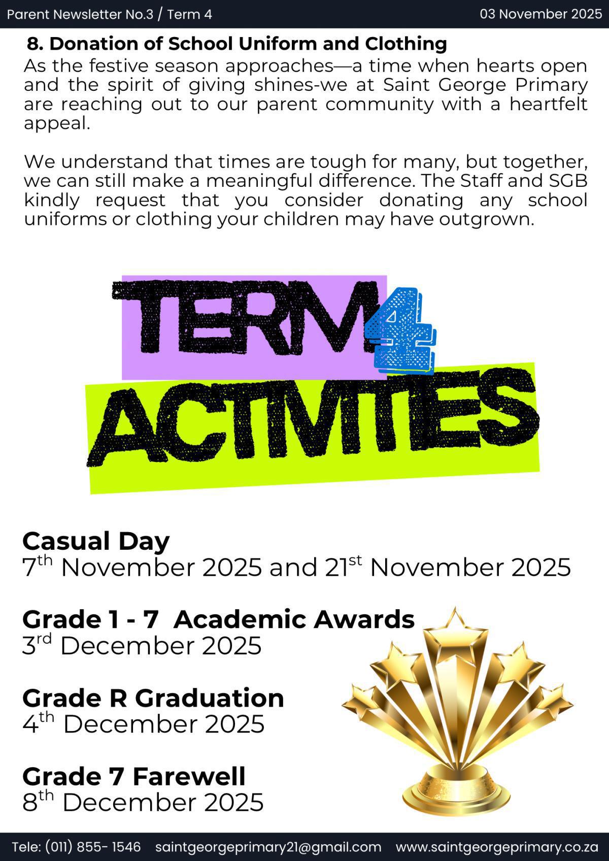Newsletter no.3 / Term 4