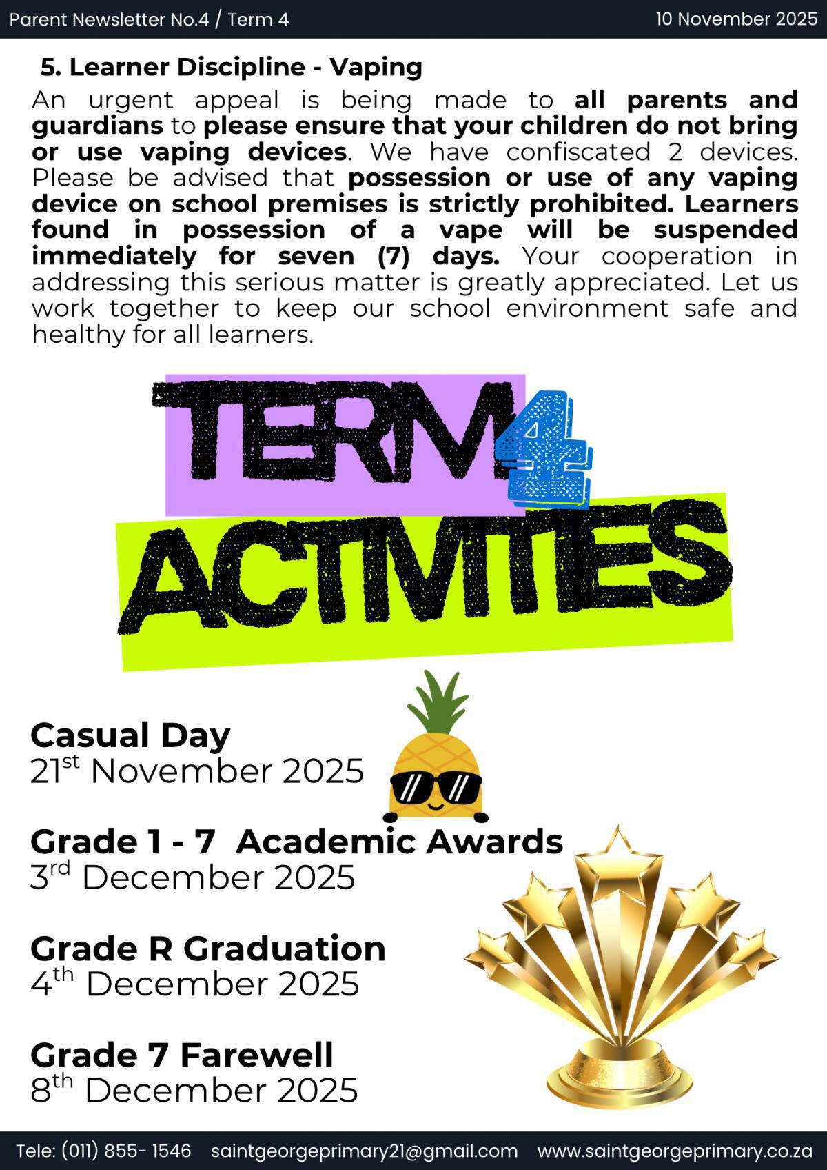 Newsletter No.4 / Term 4