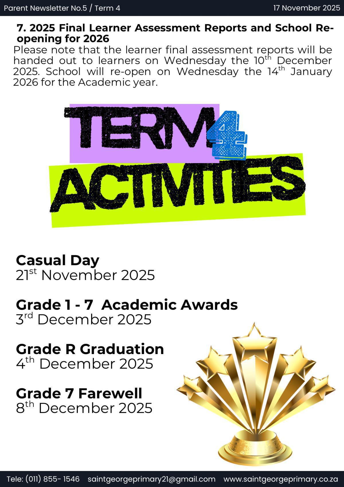 Newsletter No.5 / Term 4