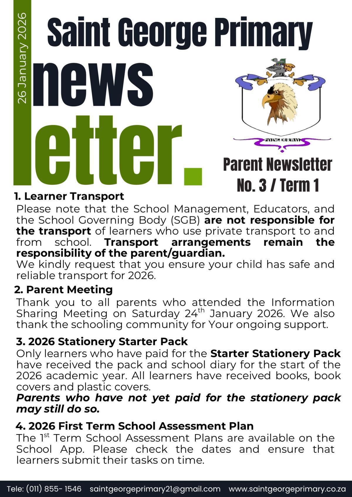Newsletter No.3 / Term 1