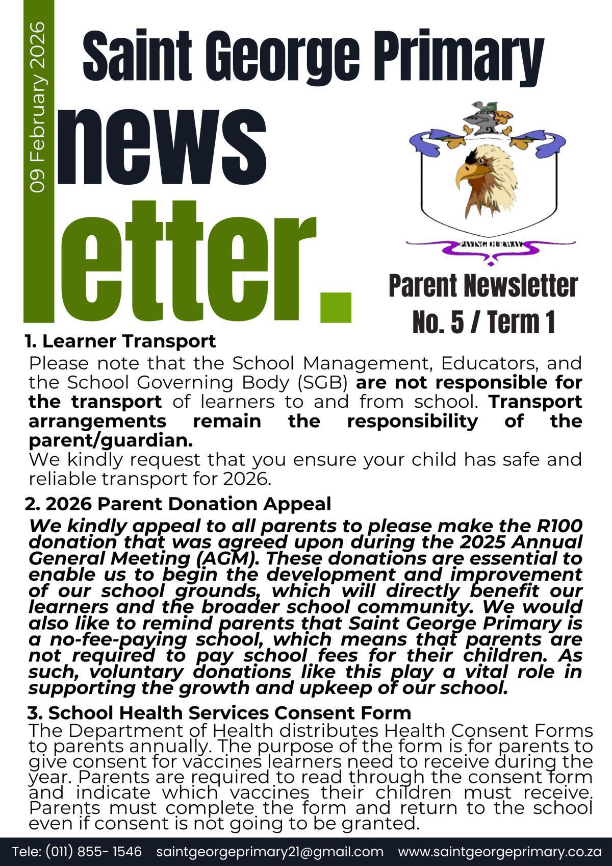Newsletter No. 5 / Term 1