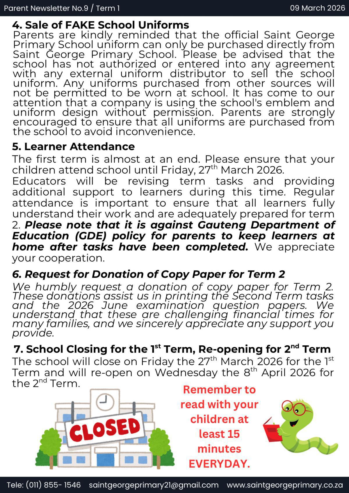 Newsletter no. 9/Term 1
