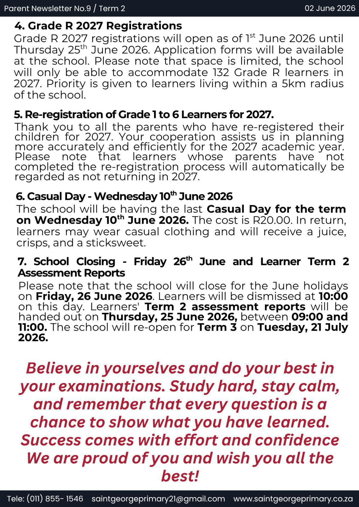 Newsletter No.9 / Term 2