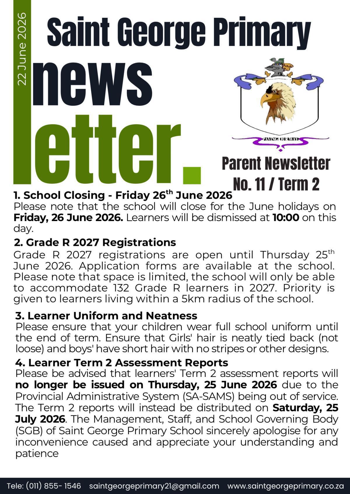 Newsletter No.11 / Term 2