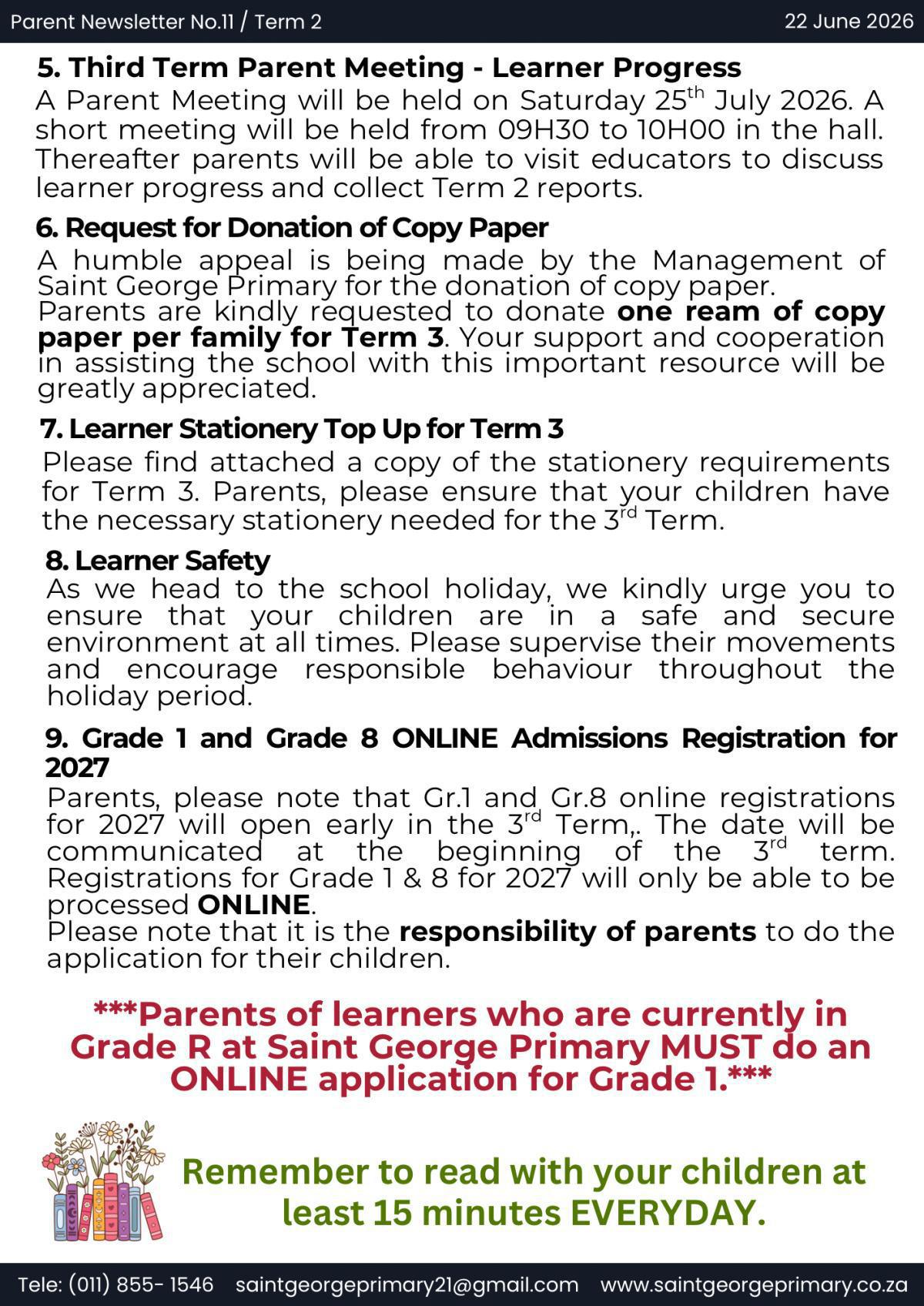 Newsletter No.11 / Term 2