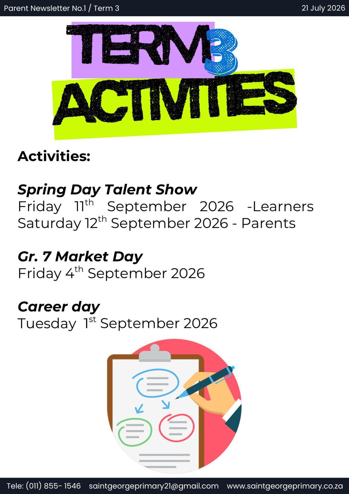 Newsletter no.1 / Term 3