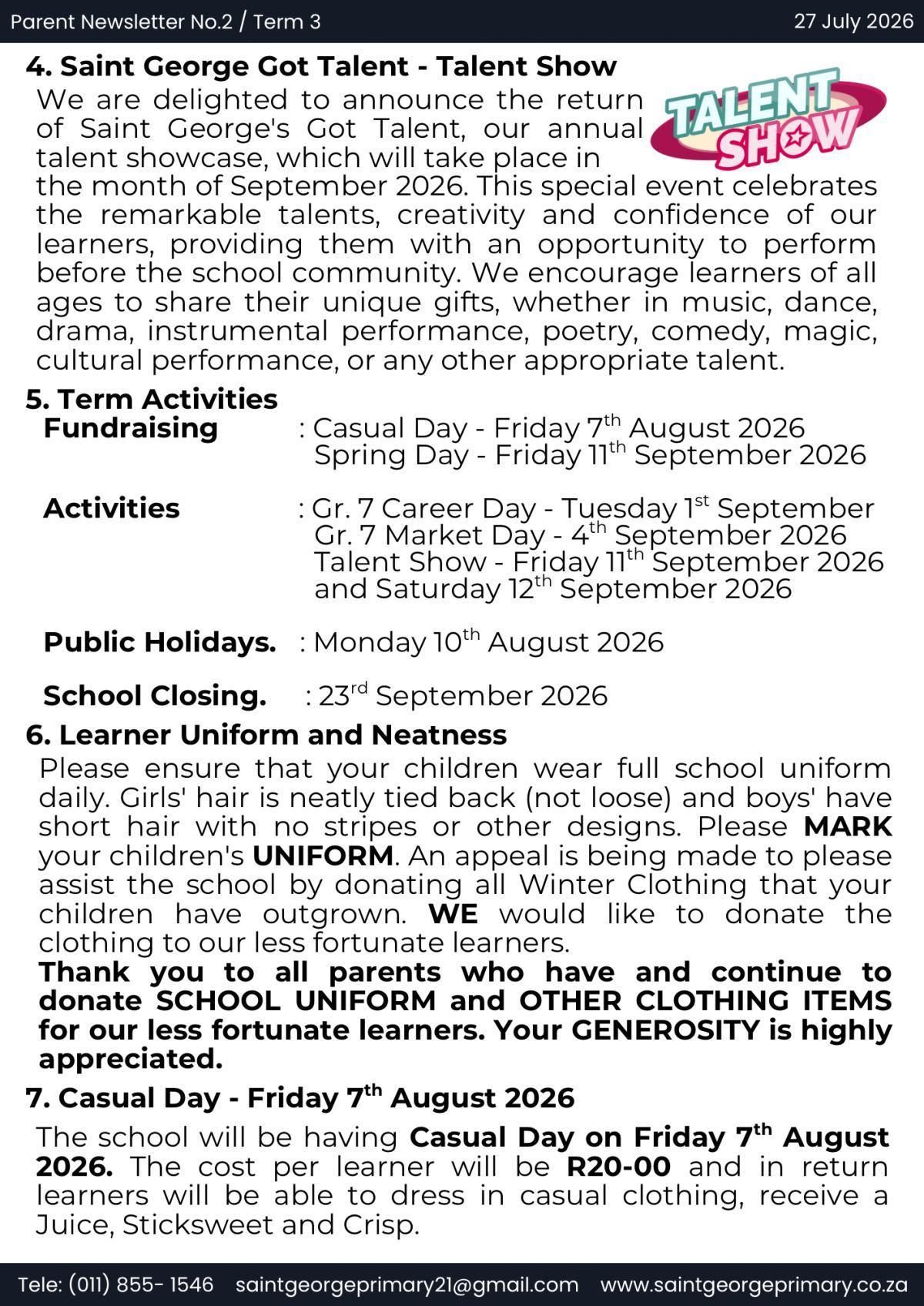 Newsletter No.2 / Term 3