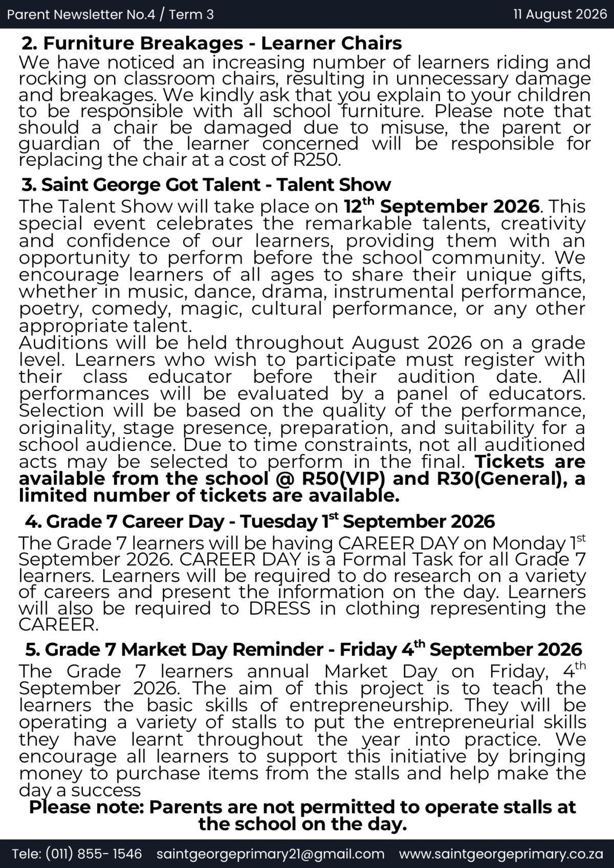 Newsletter No.4 / Term 3