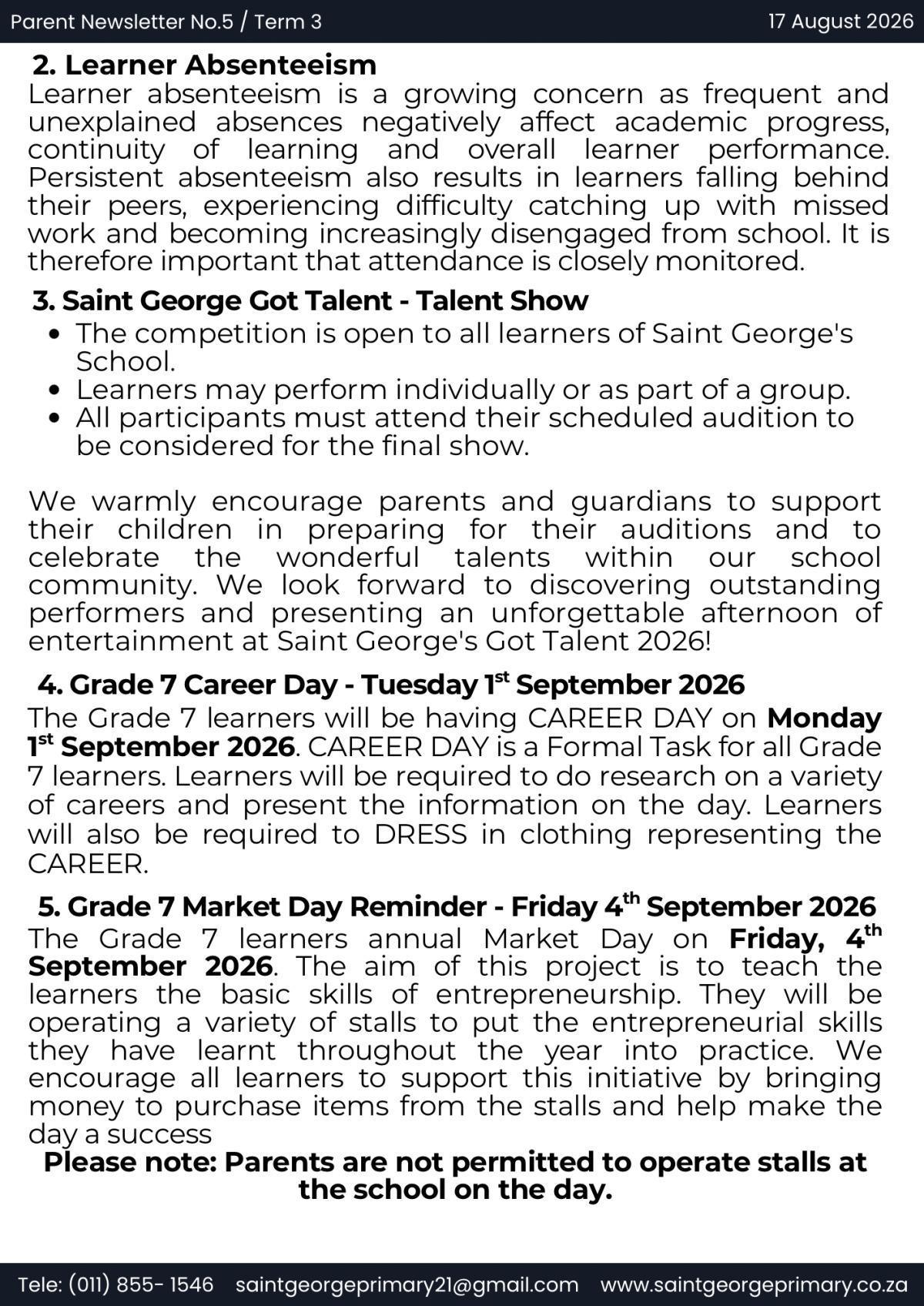 Newsletter No.5 / Term 4