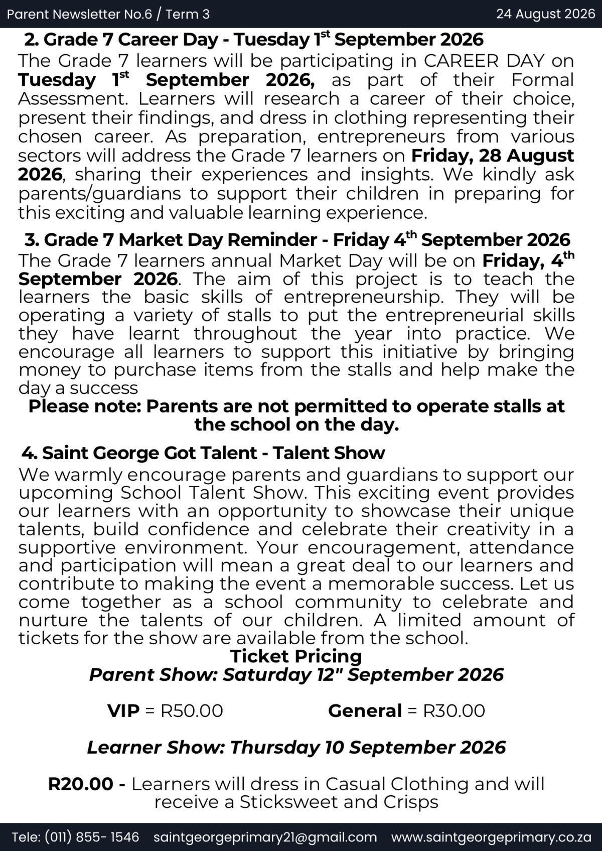 Newsletter No.6 / Term 3