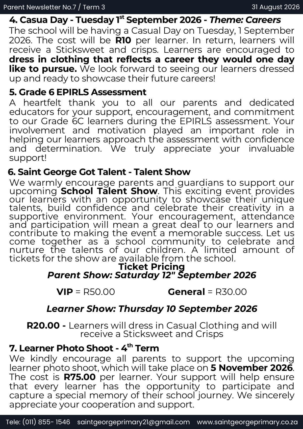 Newsletter No.7 / Term 3