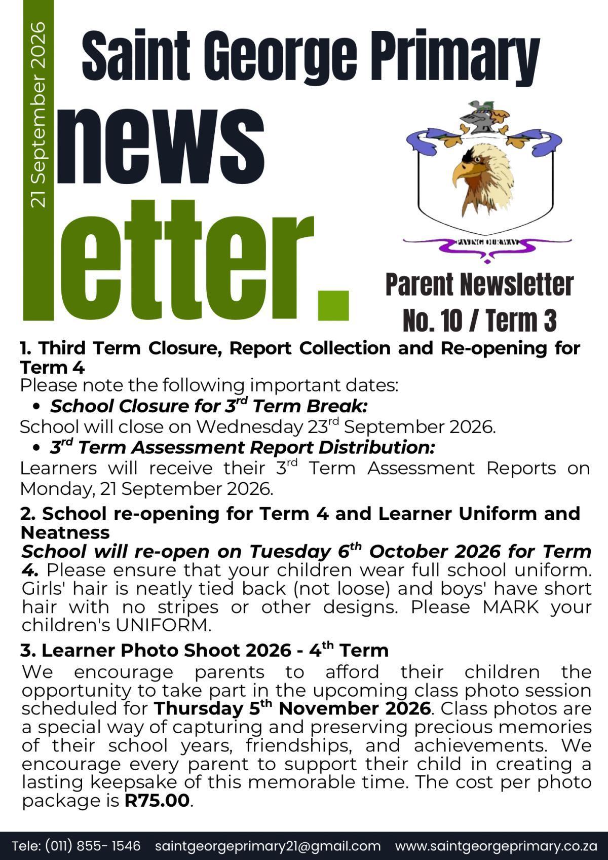 Newsletter No.10 / Term 3!