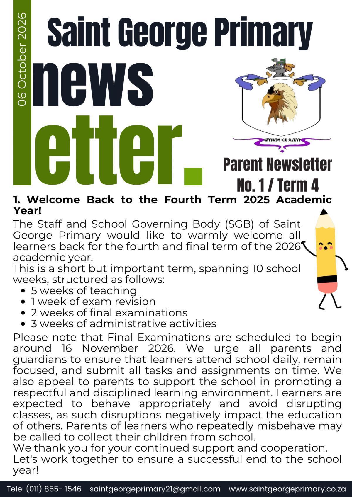Newsletter No.1 / Term 4
