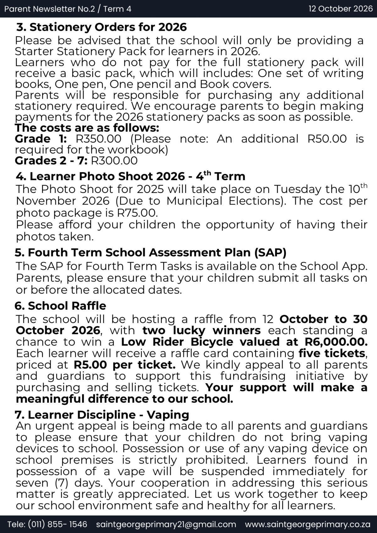 Newsletter No. 2 / Term 4