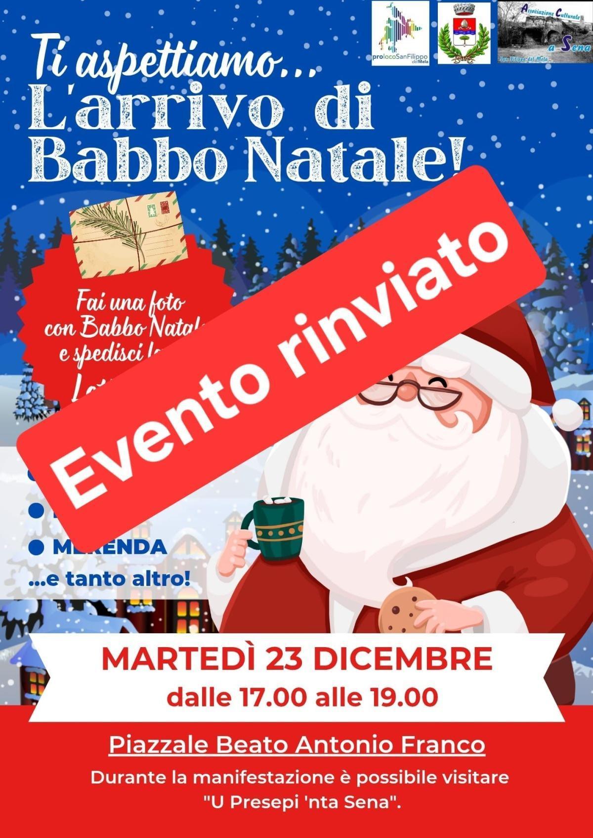 EVENTO RINVIATO Arriva Babbo Natale