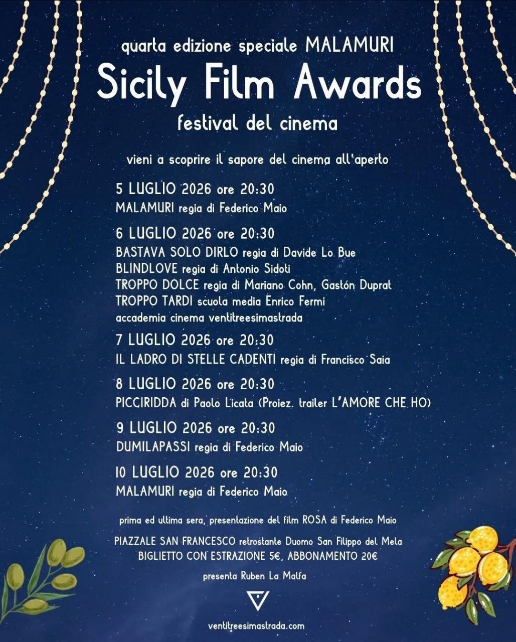 Sicily Film Awards - festival del cinema (start h. 20:30)