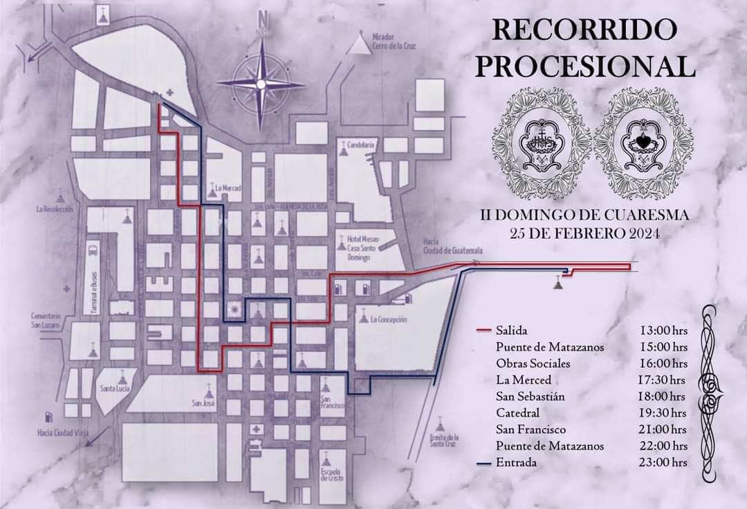 Recorrido de la Procesión de Jesús Nazareno de Santa Inés del Monte Pulciano