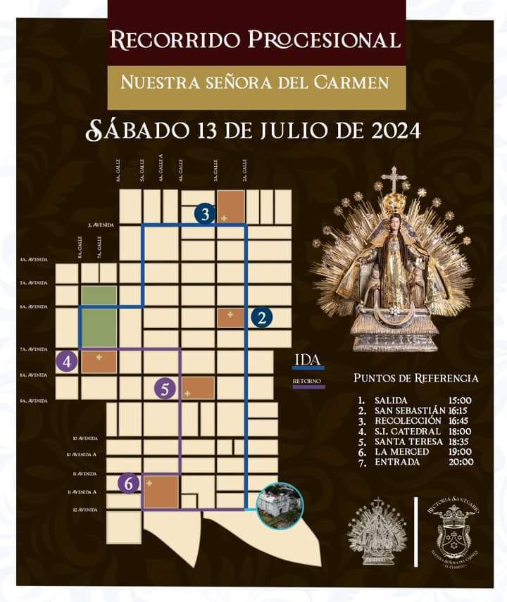 Recorrido de la procesión Nuestra Señora del Carmen del Cerrito 2024