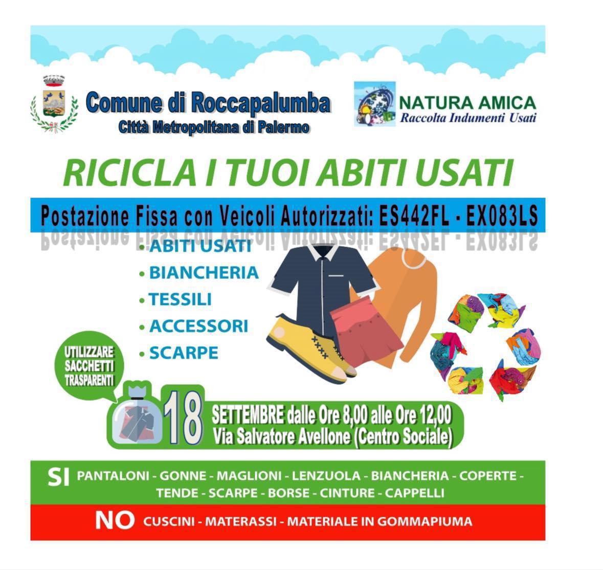 Ricicla i tuoi abiti usati (ore 08:00 - 12:00)
