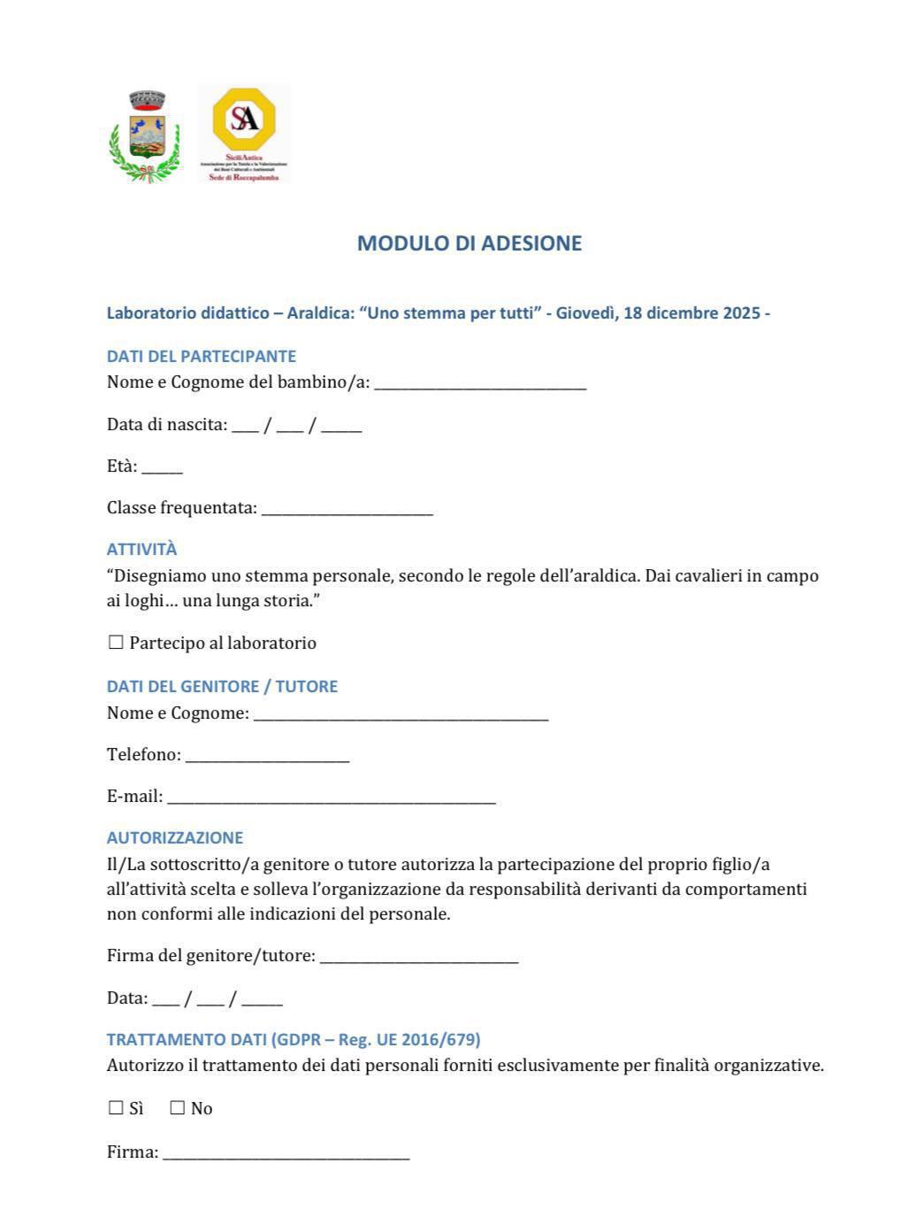 Laboratorio didattico di: Araldica “Uno stemma per tutti” (inizio ore 15.00)