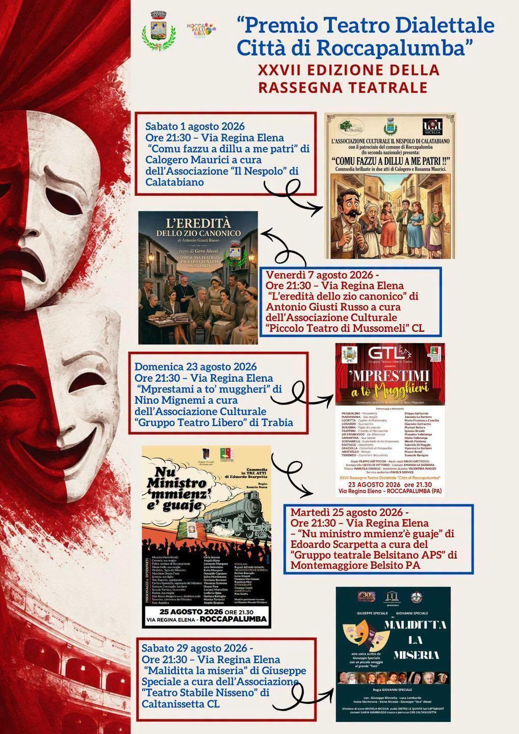 XXVII Edizione Rassegna Teatrale Città di Roccapalumba (inizio ore ore 21.30)