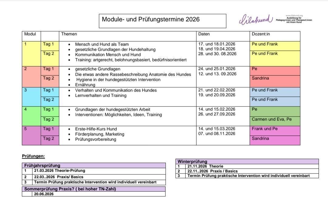 Termine Theorie und Prüfungen Termine Theorie und Prüfungen