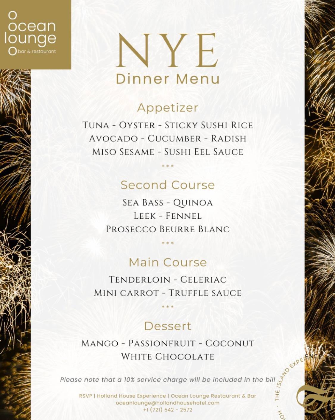 Annual NYE Celebration 2025 - Ocean Lounge