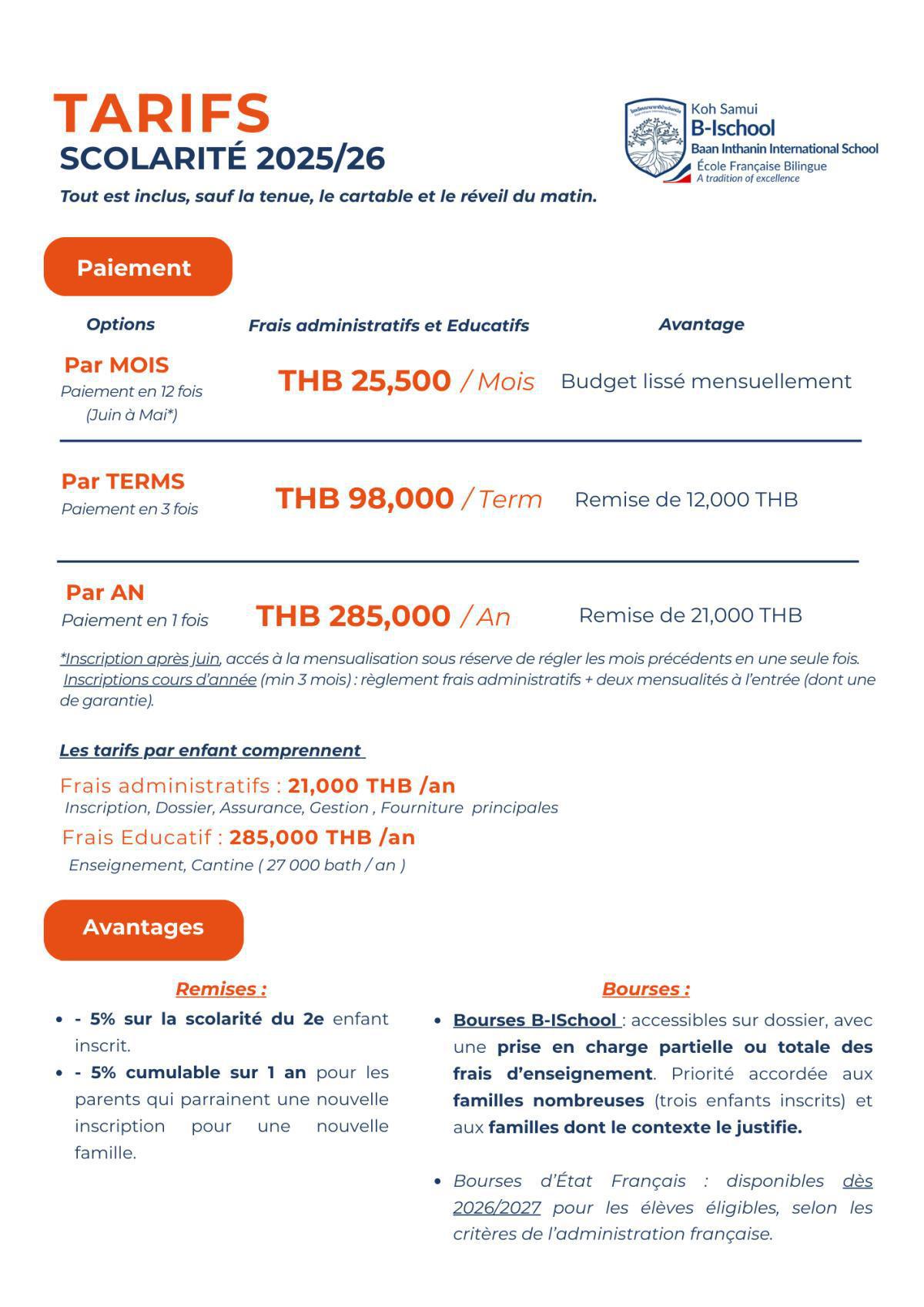 Frais de Scolarité 2025/26