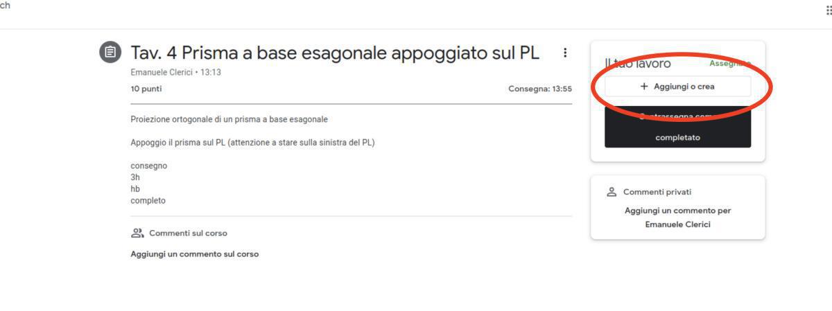 Consegnare in Classroom da PC Consegnare in Classroom da PC