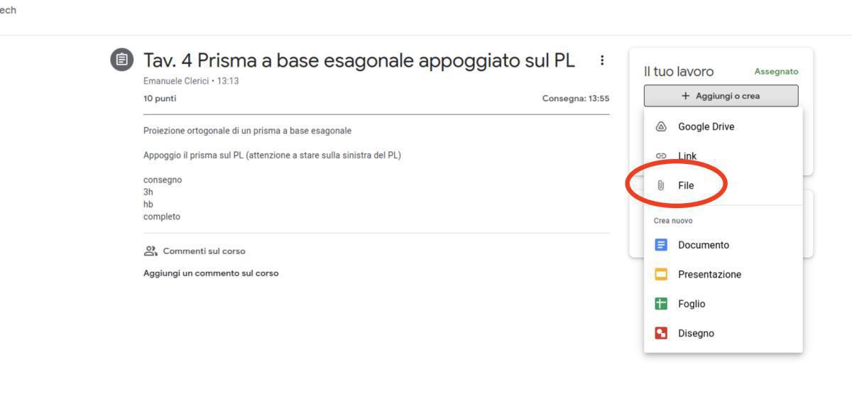 Consegnare in Classroom da PC Consegnare in Classroom da PC