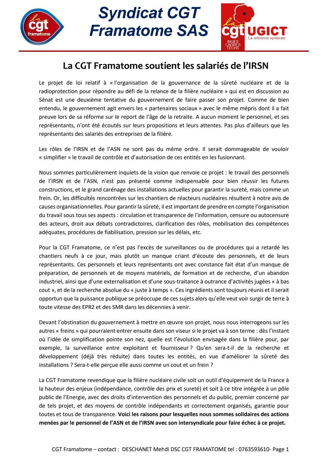Réforme de la sûreté nucléaire : Grève à l'IRSN Réforme de la sûreté nucléaire : Grève à l'IRSN