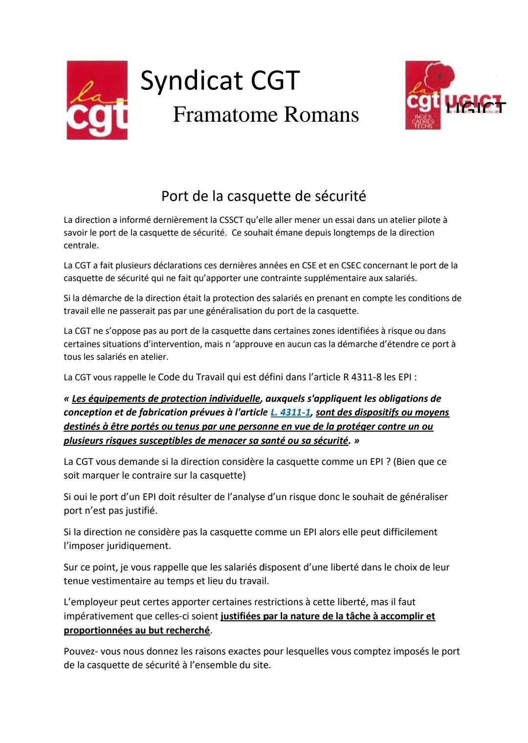 ✊️Déclarations CGT au CSE du 17 octobre 2024