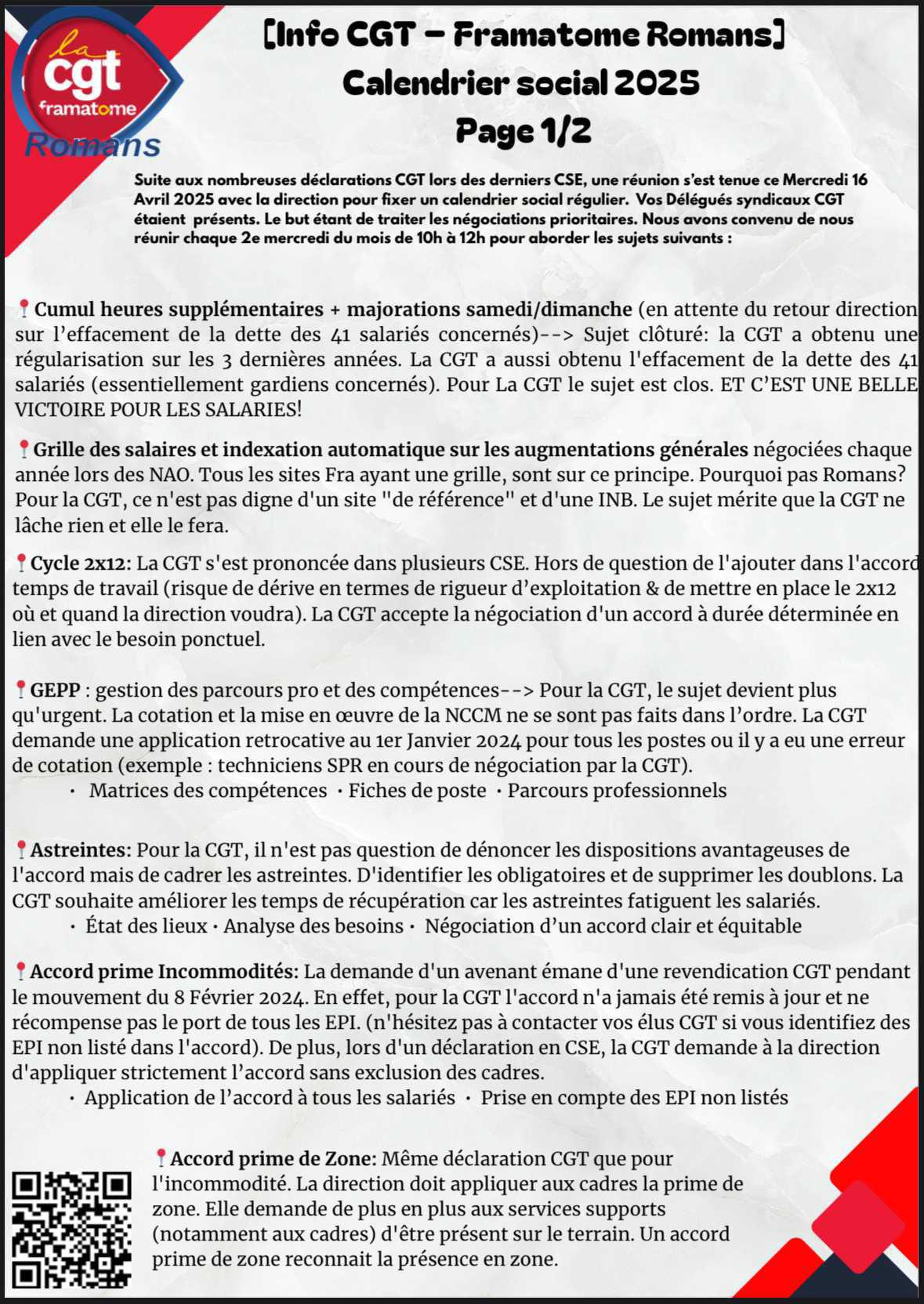 Le calendrier social 2025 ✊