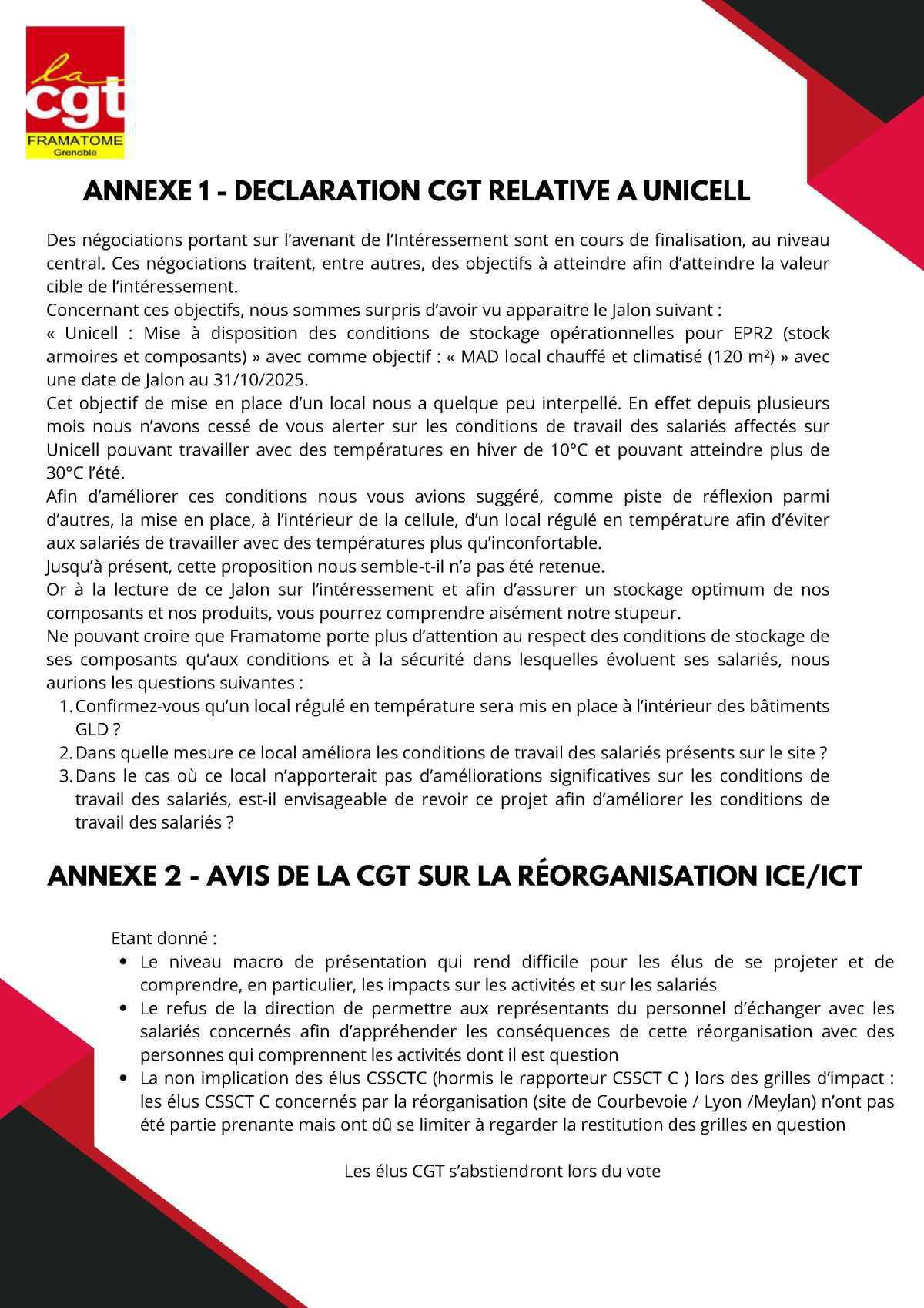 Compte rendu CGT du CSE du 23/05/2025